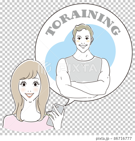 スマートフォンでトレーニング動画を見る女性 86716777