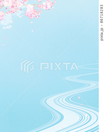 桜と川のさわやかな和風背景 桜と川のさわやかな和風背景 86718283
