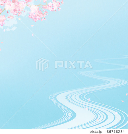 桜と川のさわやかな和風背景 桜と川のさわやかな和風背景 86718284