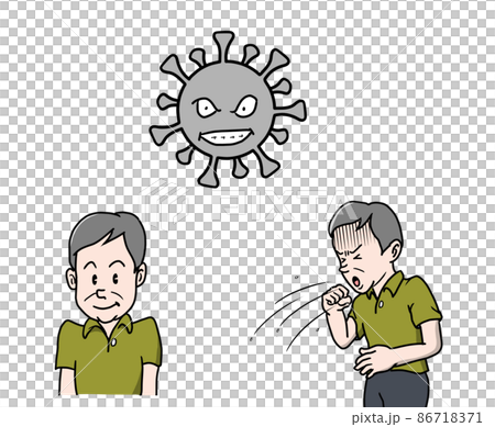コロナウイルスに感染して咳をする人のイラスト コロナウイルスに感染して咳をする人のイラスト 86718371