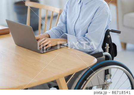 車椅子の女性　顔無し 86718541