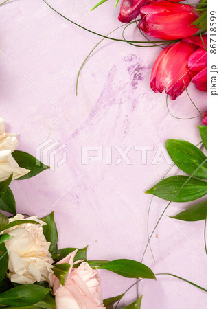 Spring summer border template floral background. Light air delicate artistic image, free space. Spring summer border template floral background. Light air delicate artistic image, free space. 86718599