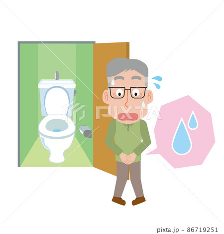 尿失禁で焦る高齢男性 尿失禁で焦る高齢男性 86719251