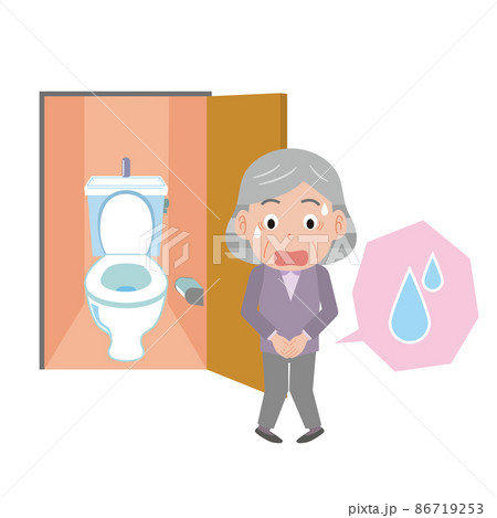 尿失禁で焦る高齢女性 86719253