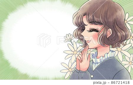 70年代少女漫画イラスト・可憐な少女のバナー 70年代少女漫画イラスト・可憐な少女のバナー 86721418