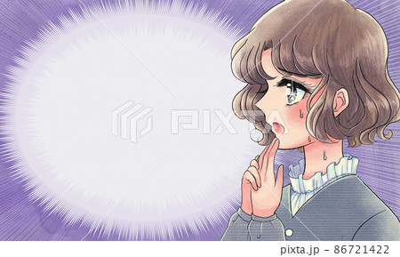 70年代少女漫画イラスト・ビックリする少女のバナー 70年代少女漫画イラスト・ビックリする少女のバナー 86721422