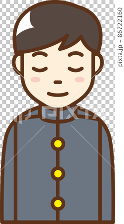 A simple illustration of a male student bowing his head 86722160