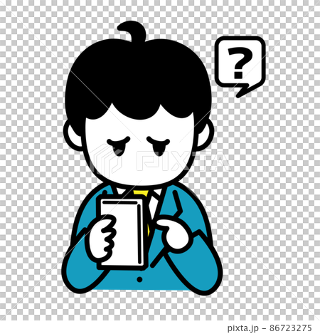 Male office worker smartphone troubled upper body illustration set Male office worker smartphone troubled upper body illustration set 86723275