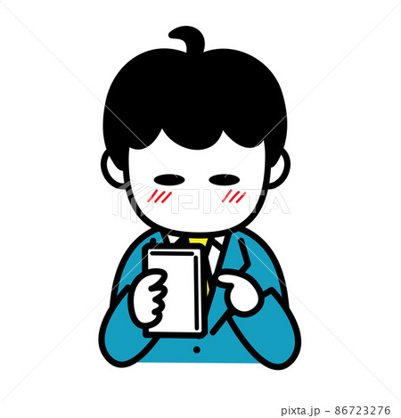 男性 会社員 スマホ 恥ずかしい 上半身 イラストセット 男性 会社員 スマホ 恥ずかしい 上半身 イラストセット 86723276