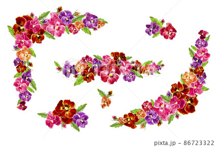 パンジー、ビオラの花素材 赤系 パンジー、ビオラの花素材 赤系 86723322