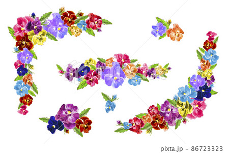 パンジー、ビオラの花素材 カラフル パンジー、ビオラの花素材 カラフル 86723323