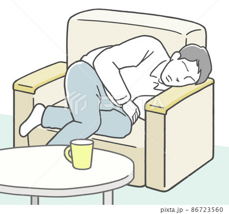 落ち込んでソファに横たわる男性 86723560