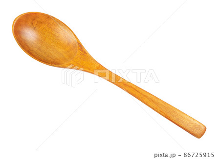 Top view of blank wooden spoon isolated on white background. 86725915