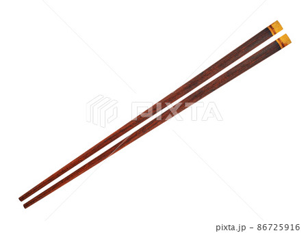 Wooden chopsticks isolated on white background. 86725916