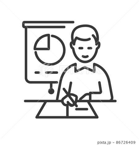 Student on Maths lesson - vector line design single isolated icon 86726409
