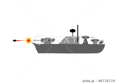 戦争反対と軍艦のイラスト素材