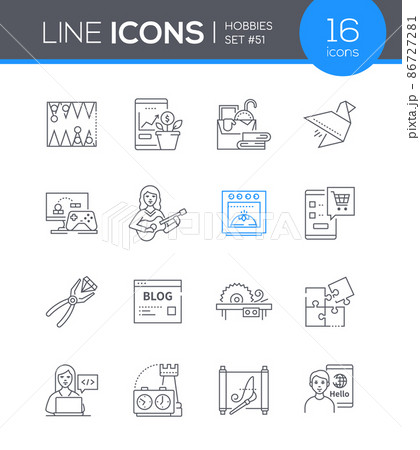Hobbies - modern line design style icon set Hobbies - modern line design style icon set 86727281