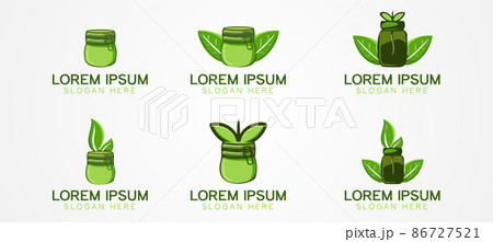 green jar and leaf Designs Inspiration Isolated on White Background 86727521