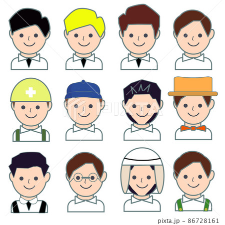 いろいろ 男性のアイコンセット 上半身 イラスト 86728161