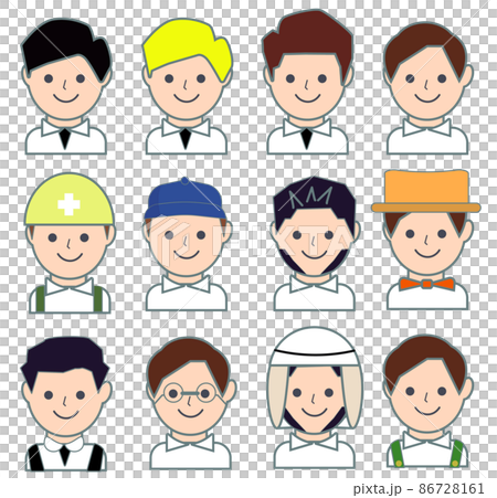 いろいろ 男性のアイコンセット 上半身 イラスト 86728161