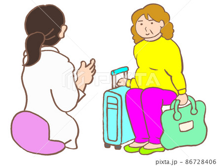 精神科任意入院のための診察　双極性障害の女性と精神科医のイラスト 86728406