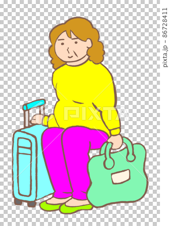 Voluntary hospitalization for psychiatry Illustration of a woman with bipolar disorder with a gentle expression who prepared luggage for rest hospitalization Voluntary hospitalization for psychiatry Illustration of a woman with bipolar disorder with a gentle expression who prepared luggage for rest hospitalization 86728411