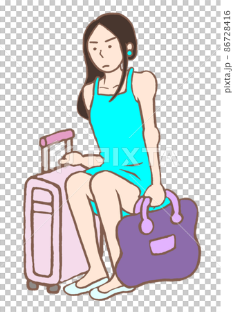 一位患有人格障礙的女性為進入精神病壓力護理病房準備行李的插圖 一位患有人格障礙的女性為進入精神病壓力護理病房準備行李的插圖 86728416