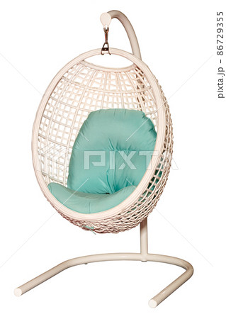 Hanging wicker chair nest isolated on white background. 86729355