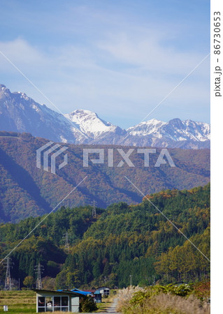 霊松寺は、北アルプスのふもと、長野県大町市にある、曹洞宗寺院です。周辺から見た北です。 86730653