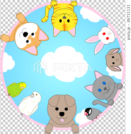 動物框架貓、狗、兔子、虎皮鸚鵡、鸚鵡、爪哇麻雀 86731131