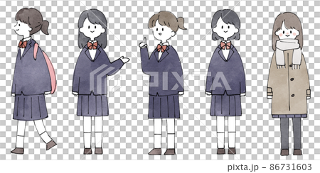 Person illustration set_high school girl Person illustration set_high school girl 86731603
