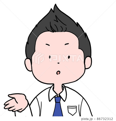 男性ゆるいキャラクターイラストサラリーマンぽかん差し出す 86732312