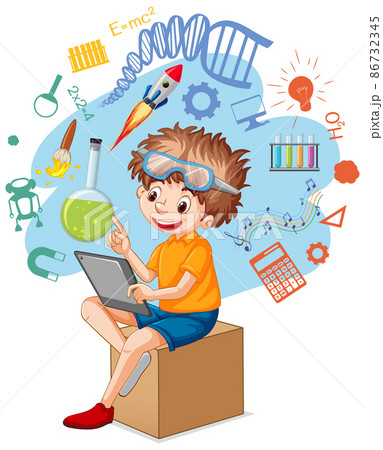 Young boy using laptop for education Young boy using laptop for education 86732345