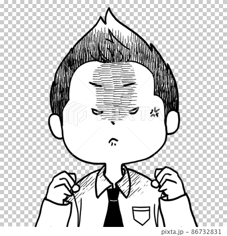 Loose male character illustration office worker very angry black and white Loose male character illustration office worker very angry black and white 86732831
