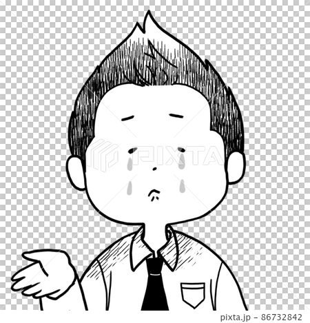 鬆散的男性人物插圖黑白哭泣 鬆散的男性人物插圖黑白哭泣 86732842