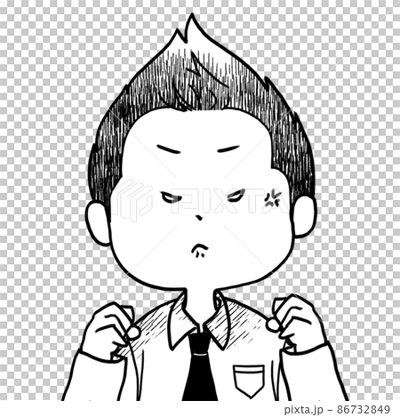 鬆散的男性角色插圖黑白相間的拳頭生氣 鬆散的男性角色插圖黑白相間的拳頭生氣 86732849
