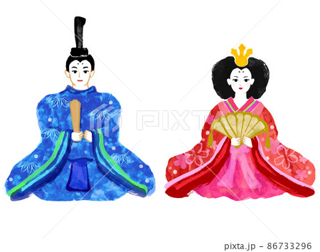 ひな人形の手描き和風イラスト 86733296