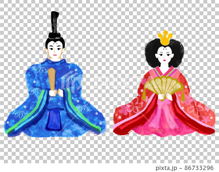 ひな人形の手描き和風イラスト 86733296