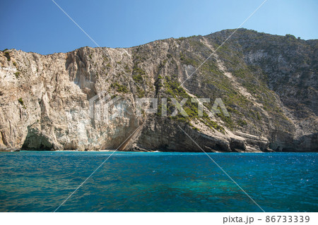 Zakynthos, Greece. Blue caves of the island of Zakynthos. Zakynthos, Greece. Blue caves of the island of Zakynthos. 86733339