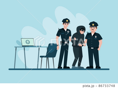 Police officers arresting hacker Police officers arresting hacker 86733748