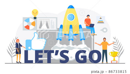 Let is go concept vector for web, homepage. Stratup metaphor with tiny people,winner prize Let is go concept vector for web, homepage. Stratup metaphor with tiny people,winner prize 86733815