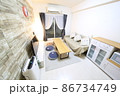 レンガ調壁紙のオシャレなワンルーム 86734749