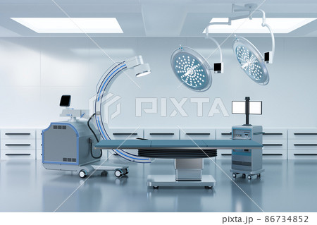 clean operating room with C arm and medical equipment 86734852