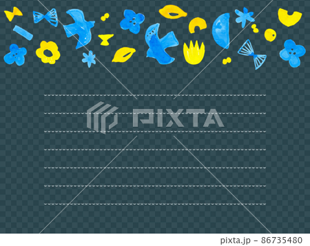 黄色と青の水彩お手紙青色バックフレームベクター 86735480