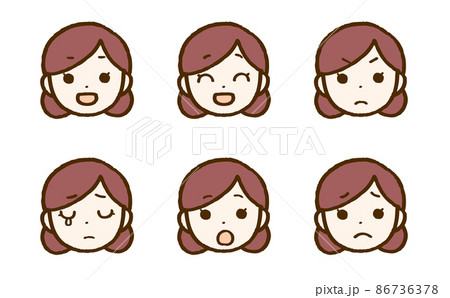 女性の表情イラストセット 86736378