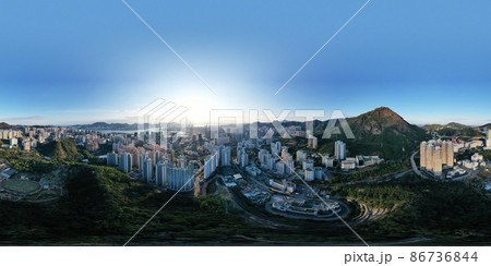 over Victoria to Kowloon, Apartment Blocks Kowloon, Hong Kong 30 Jan 2022 86736844