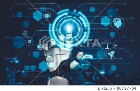 Future artificial intelligence and machine learning for AI droid robot or cyborg 86737704