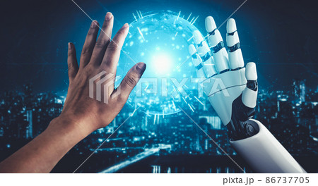 Future artificial intelligence and machine learning for AI droid robot or cyborg 86737705