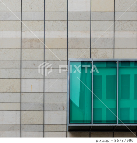 Abstract view of a contemporary office building with geometric figures 86737996