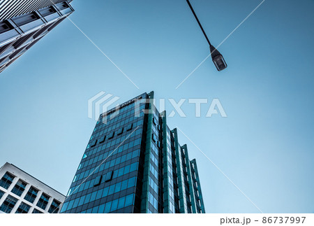 Abstract view of a contemporary office building with geometric figures 86737997